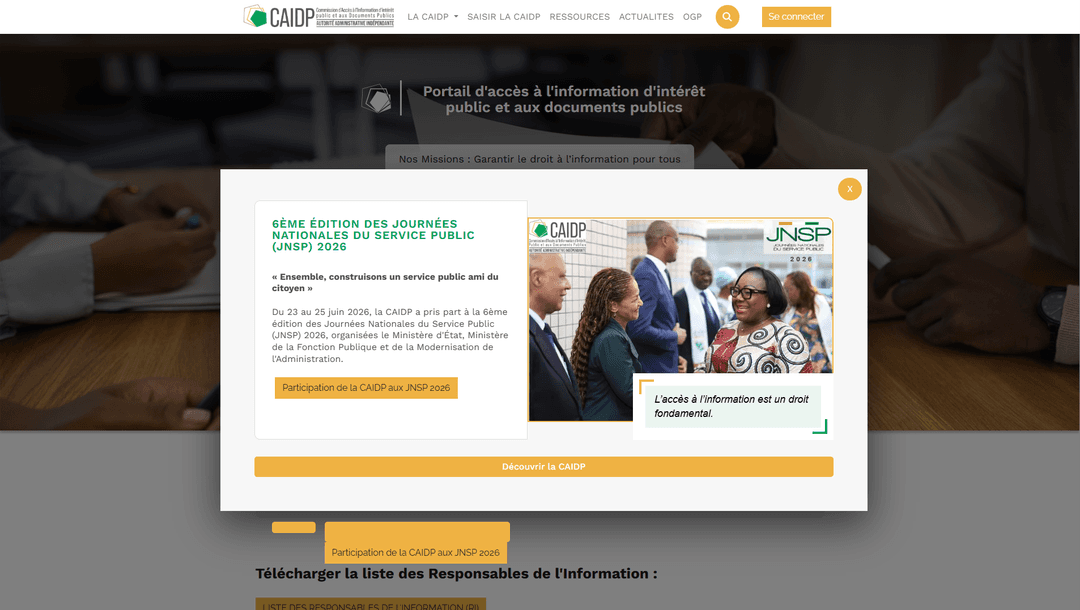 CAIDP — Public Interest Information Access Portal (Odoo Website)