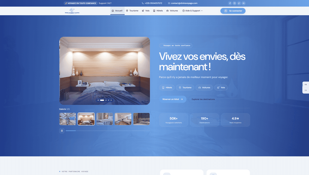 Divine Voyage — Travel Booking Platform (Tourism, Hotels & Car Rental)